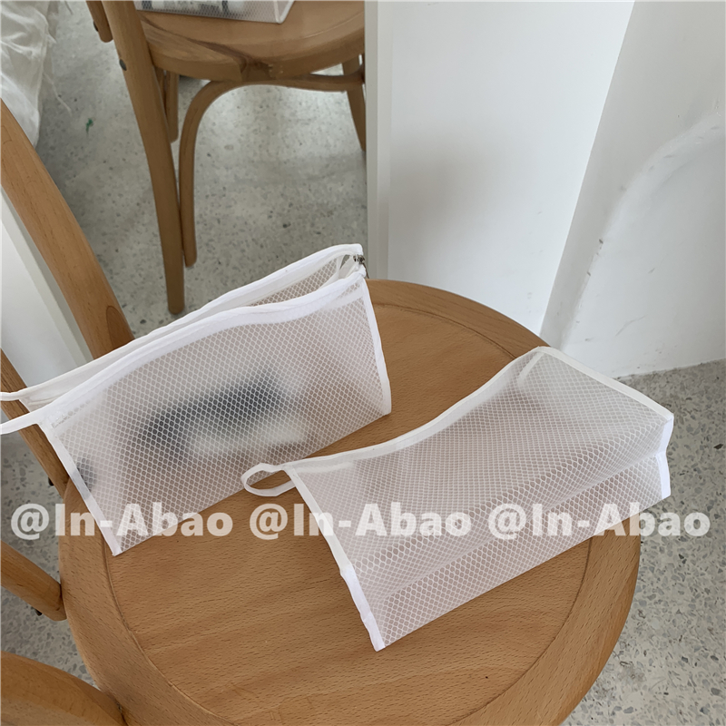 A BaO-homemade ins Korean simple white transparent waterproof cosmetic bag Large capacity wash bag storage bag