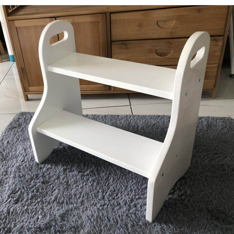 Solid wood stool with double layer non-slip steps for household stool and double layer low stool for hand washing stool