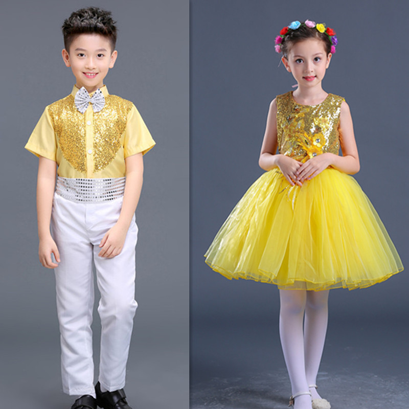 Quần áo biểu diễn cho trẻ em, trang phục của bé trai, chủ nhà, bộ đồ, trang phục trẻ em, mẫu giáo nam, trường hợp xướng tiểu học thời trang bé gái