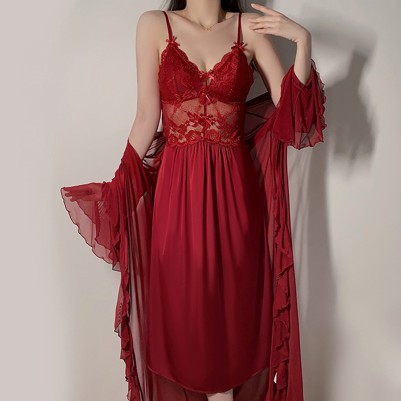 Newlywed Night Sexy Pajamas for Women Autumn 2024 New Style High-End Autumn and Winter Camisole Nightdress with Chest Pad Loungewear