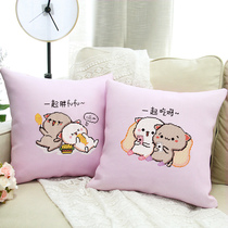 Cute cross stitch pillow couple a pair of self embroidered 2021 New thread embroidery living room love bedroom 2020 cartoon