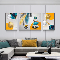 Nordic living room decorative painting light luxury modern simple fortune deer Crystal porcelain diamond triple painting sofa background wall hanging painting