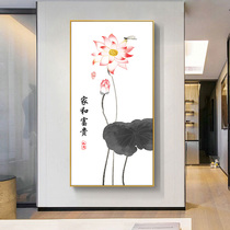 Porch cross stitch 2021 New embroidery living room line embroidery corridor aisle vertical version of Lotus Chinese style embroidery handmade