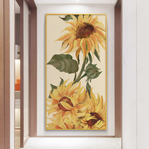 Porch cross stitch 2021 New thread embroidery vertical version living room flower series sunflower handmade embroidery