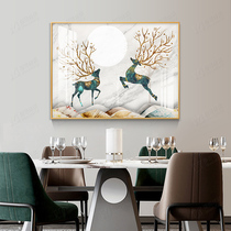Restaurant decoration painting modern simple dining room hanging painting light luxury living room Nordic elk wall mural porch Crystal porcelain painting