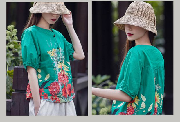 Phụ nữ trung niên gió quốc gia mùa hè áo mới cotton và áo sơ mi vải lanh thời trang mẹ đầm ngắn áo sơ mi hè - Quần áo của mẹ áo khoác phụ nữ lớn tuổi