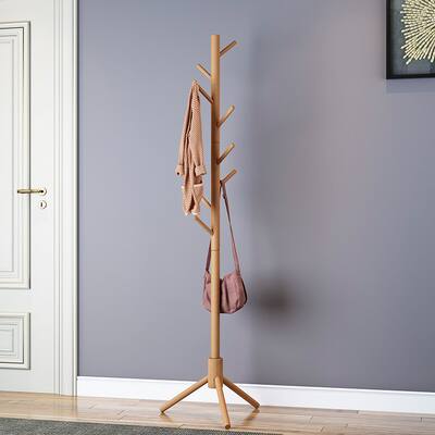 Floor-standing beech wood coat rack, bedroom triangular floor-standing clothes hanger, tree branch coat rack, simple solid wood coat rack
