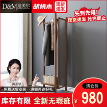 Solid wood clothes hat rack New Chinese walnuts wood clothes hat rack changing clothes mirror integrated household doorway set up body floor mirror