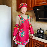 Красный фартук, нарукавники, шапка, комплект