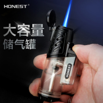 Large-capacity windproof lighter inflatable straight blue flame mens creative high temperature welding gun personality cigar moxibustion tide