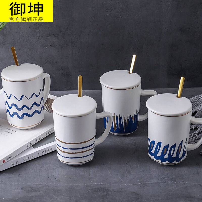 Large capacity British royal of jingdezhen ceramic cup mark cup with cover spoon coffee cup milk cup cup men and women