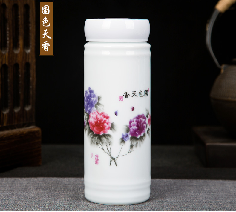Royal of authentic jingdezhen ceramic selenium - rich health cup double custom gift cup high - grade creative gift boxes