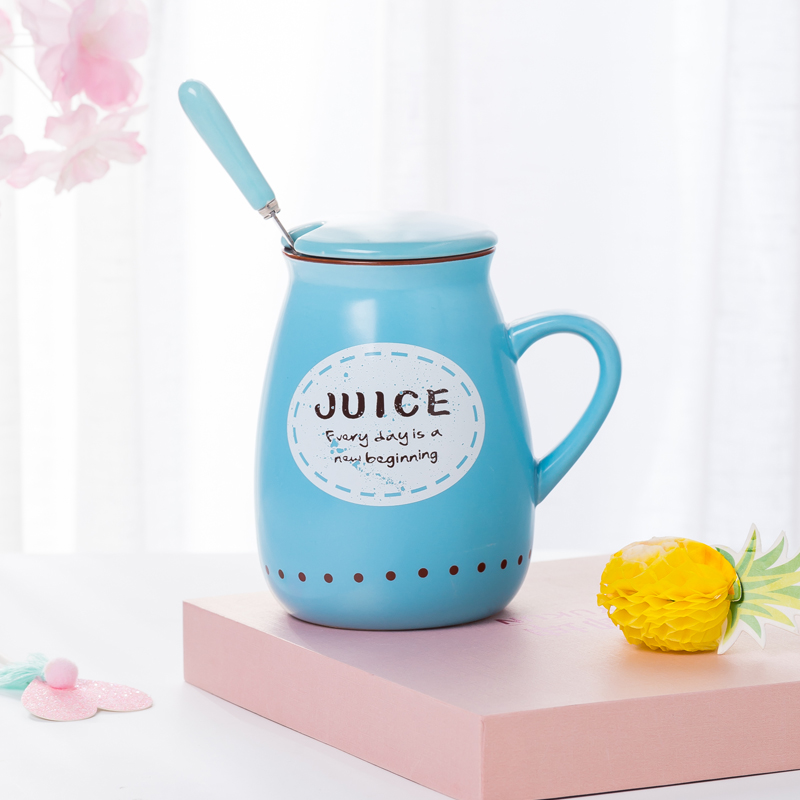 Retro milk cup ceramic cups with cover spoon, lovely pot - bellied mugs ipads porcelain coffee cup creative picking cups