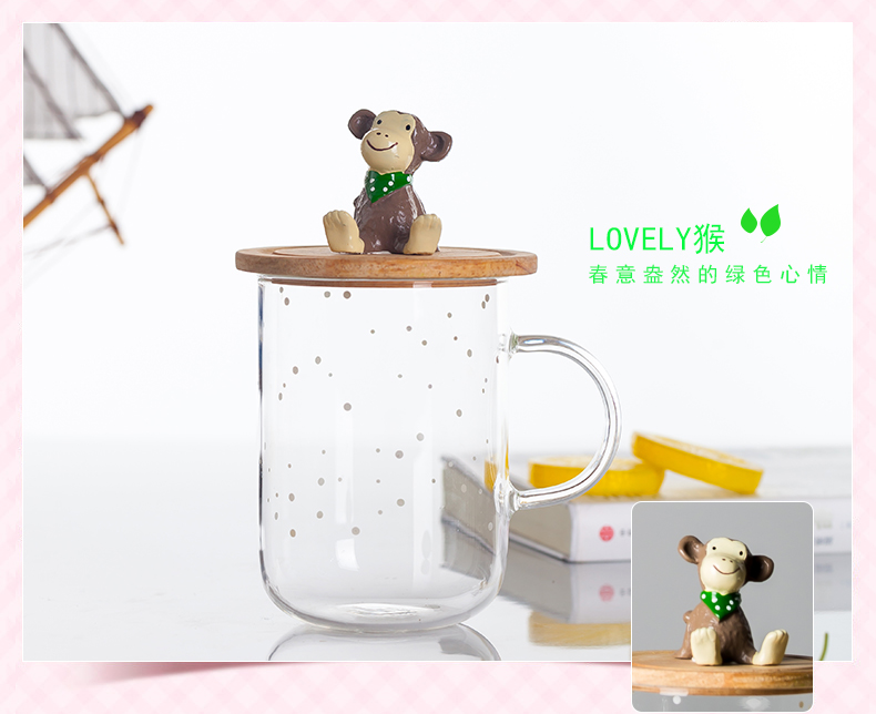 Watch people high borosilicate glass water glass tea cup female students creative cartoon lovers cup contracted the ironing