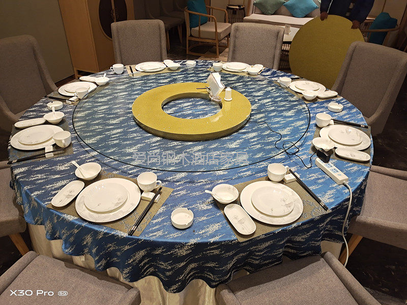 Electric Glass Turntable Dining Table Home Base Hotel Large Round Table Transfer Core Charging Throttle Remote Control Automatic Rotating Disc