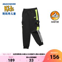 Skechers Skeches childrens clothing boys autumn sweatpants 2021 new big Children winter warm plus velvet sweatpants