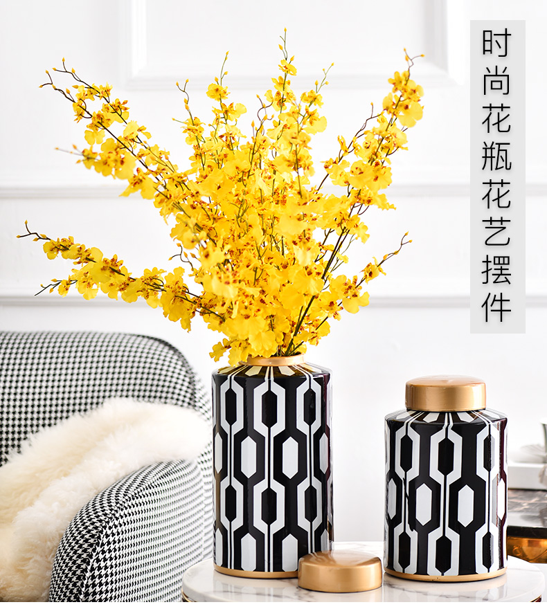 Light key-2 luxury geometric lines ceramic vase furnishing articles storage tank sitting room creative gifts between new classic example