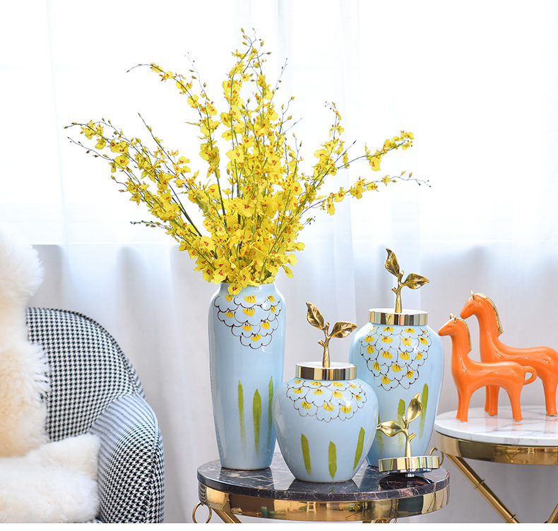 Light key-2 luxury ceramic vase copper flower arrangement suits for storage tank ou deserve to act the role of furnishing articles, the sitting room porch home decoration furnishing articles