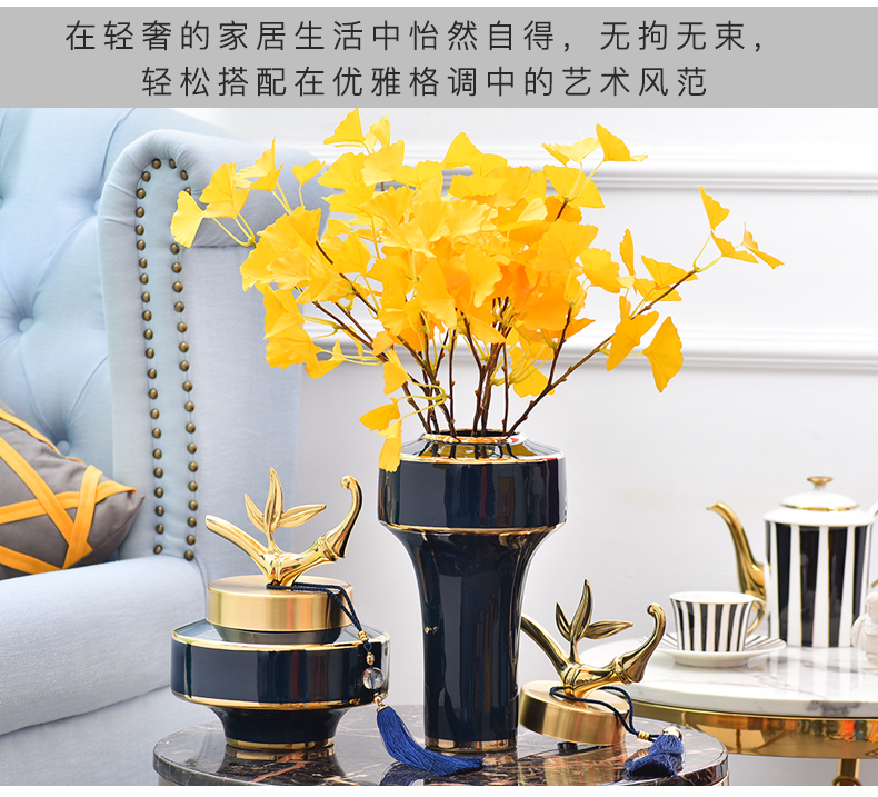 Light key-2 luxury home sitting room ceramic vase restoring ancient ways furnishing articles household dry flower arranging flowers adornment ornament H1078 blue