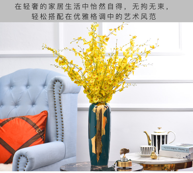 Contracted and I light key-2 luxury furnishing articles pure copper cover ceramic vase sitting room home decoration decoration flower vase