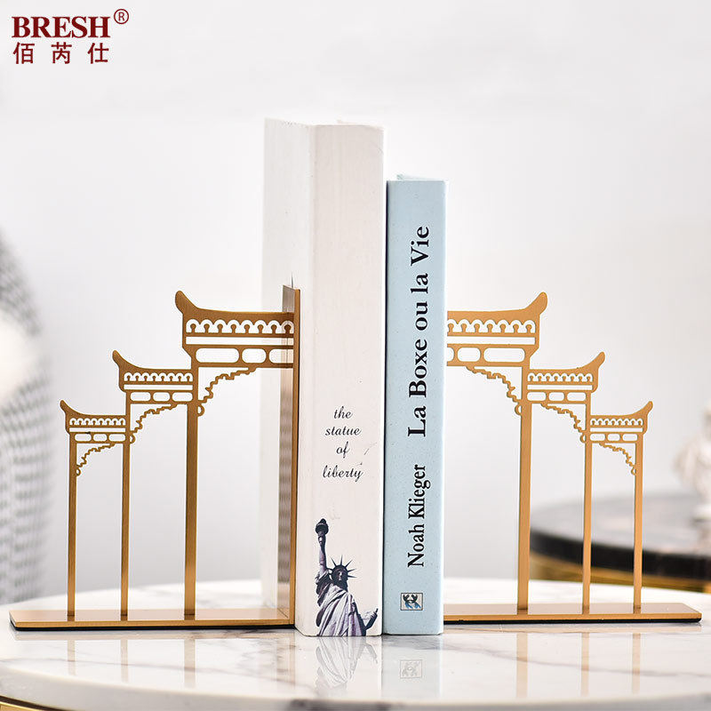 Light luxury bookend decoration model room desk bedroom study alloy soft decoration bookcase office decoration