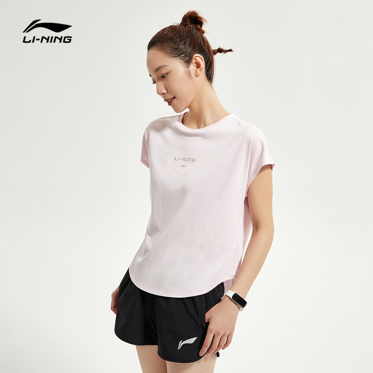China Li Ning short-sleeved T-shirt 2022 new training reflective round neck loose women's knitted sportswear ATSR272