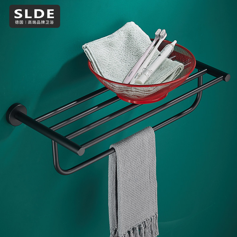 Stainless Steel Towel Rack Free Punch Makeup Room Towel Rack Hotel Guesthouse Toilet Bathroom small family type bath towels