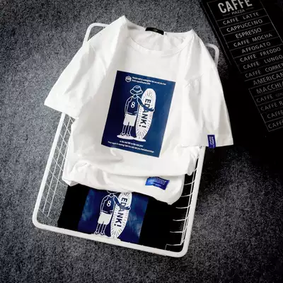 Summer dress new Japanese trend youth students Hong Kong wind ins half sleeve T-shirt men plus fat plus size short sleeve t-shirt