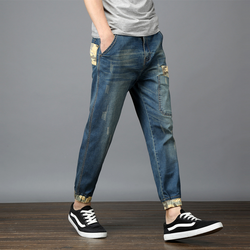 New Elastic Loose Jeans Plus Mast Size Day Ensemble Retro Trend Denim Smoke Pipe Pants Slim 90% Pants