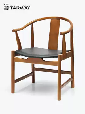 Xingwei solid wood armchair Nordic simple dining room chair PU pad Taishi chair Study computer solid wood backrest chair