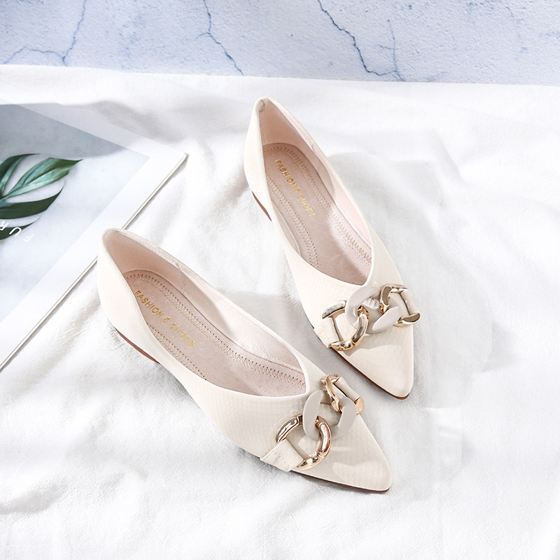 Low heel shoes female Xiaxian Soft Soft Soft Solid Leather 2022 new shallow mouth increase soft bullet ladyball