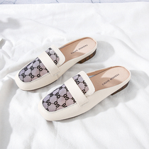 Baotou Half slippers female outwear mesh yarn Breathable Half-to-woman shoes Summer square head Mueller shoes No heel sloth shoes