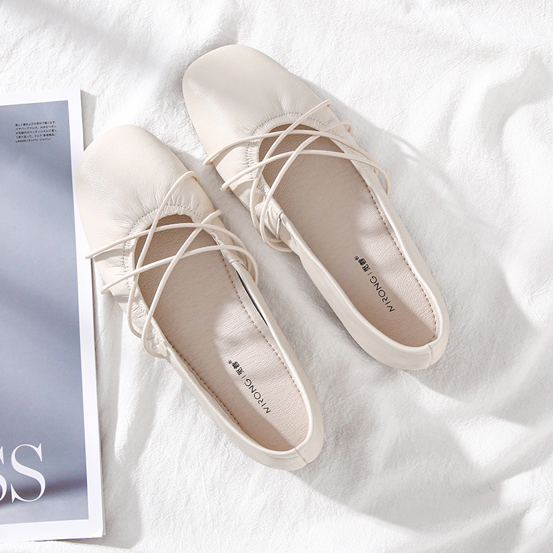 Shallow Mouth Single Shoe Woman 100 Hitch Bottom Shoe 2022 New Square Head Soft Bottom Women's Shoes Ultra Soft Genuine Leather Bull Gluten Bottom Legue-bean Shoes