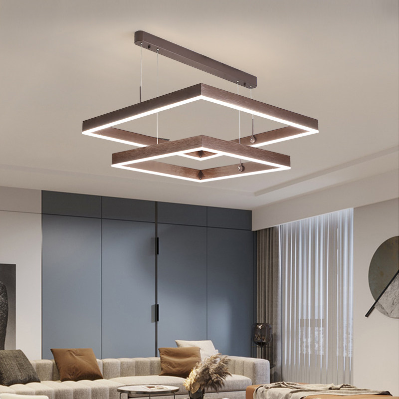 Living room chandelights modern minimalist square atmosphere led Nordic lamps 2021 New hall Dining Room Lights