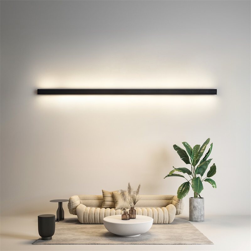 Minimalist wall lamp minimalist modern long strip led living room background wall light Creative personality bedroom headboard Nightstand Lamps-Taobao