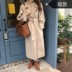 in Hàn Quốc Pháp retro thanh lịch khí tay chạm khắc cashmere len và kẹp áo bông áo dài phụ nữ áo khoác 