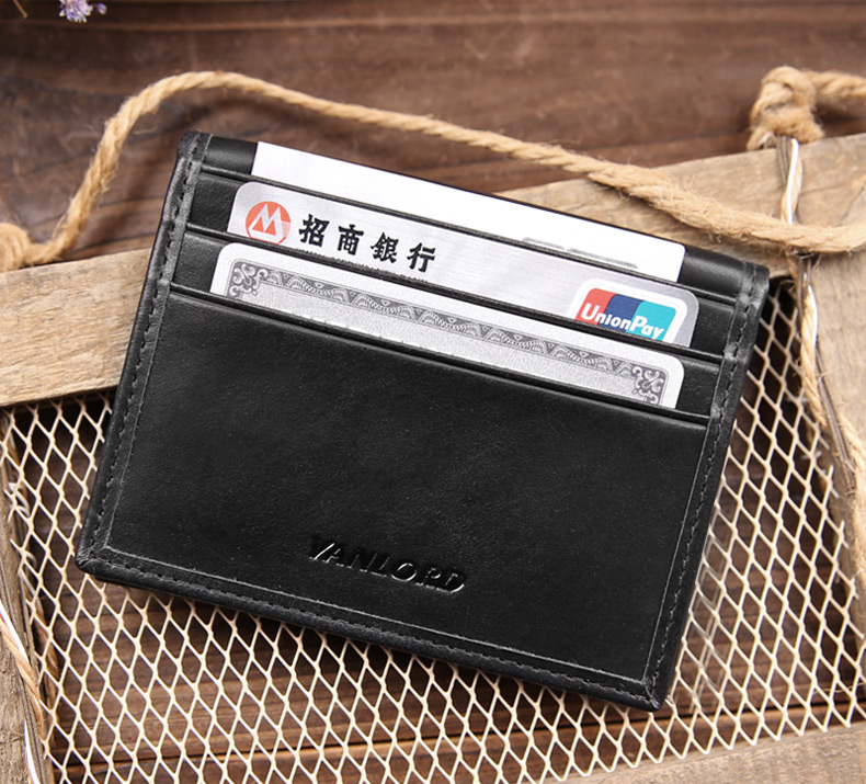 Túi da nam đa chức năng retro đơn giản thẻ nhỏ đặt lớp da bò đầu tiên dung lượng lớn gói giấy phép lái xe siêu mỏng - Chủ thẻ bóp nữ