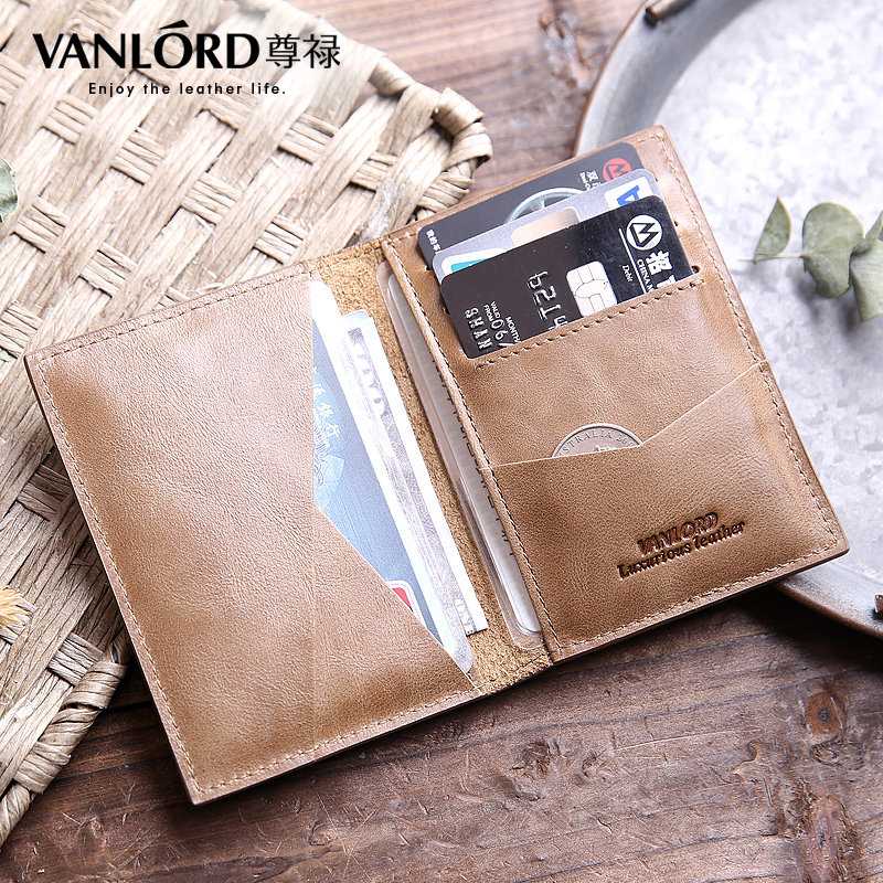 Men Bull Pickup Bag Multifunction Brief Ultra Slim Bull Leather Small Driving License Driving License Leather leather two-in-one