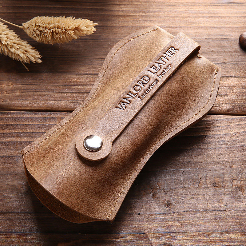 Men's leather mini car key bag waist hanging small leather pull large capacity general car home key bag