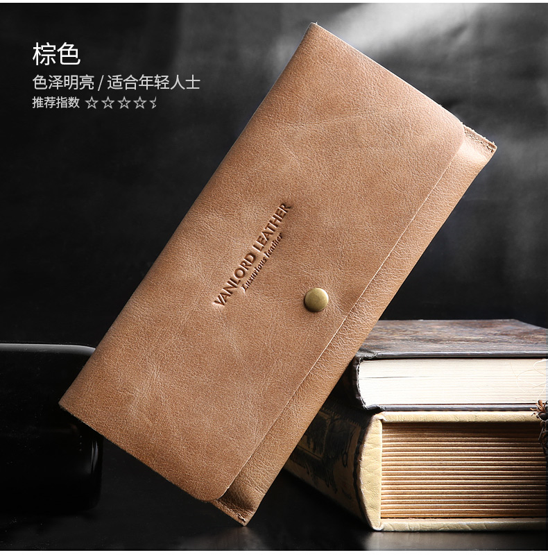 Ví da nam siêu mỏng tay cầm đầu lớp da điện thoại di động túi xách nữ dài phần thanh niên retro chữ da - Ví tiền ví dior