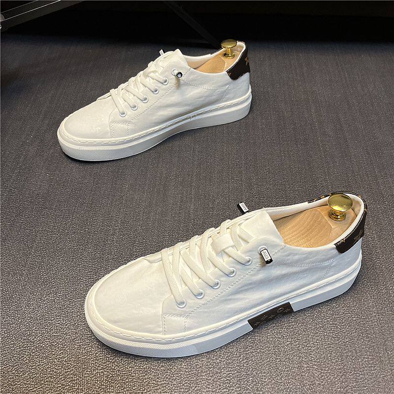White canvas shoes men and men with men's plate shoes 2023 new spiritual guy trend lazy shoes