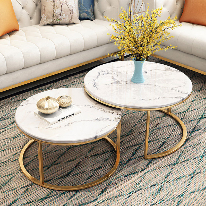 Nordic marble coffee table round modern minimalist small apartment living room Hong Kong-style light luxury iron art ins net red coffee table