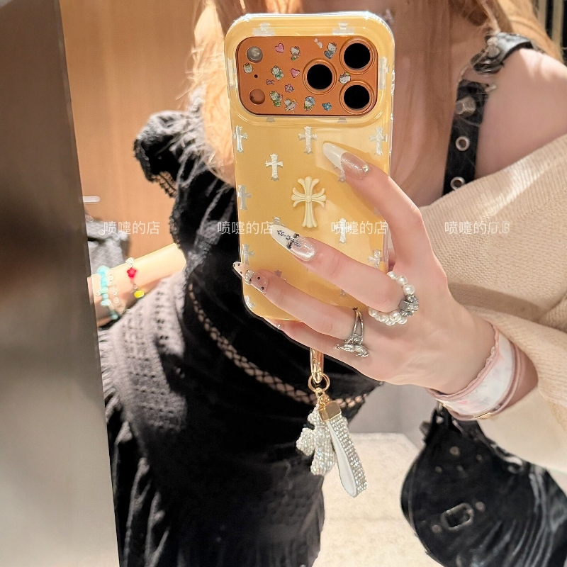 Yellow Background Sweet and Cool Cross-Shaped Phone Case Suitable for Apple 17 Pro Max New Korean Style ins Vibe Atmosphere iPhone 16 /15 Niche Creative High-End Full-Cover Anti-Drop Yellow Background Sweet and Cool Cross-Shaped Phone Case Suitable for Apple 17 Pro Max New Korean Style ins Vibe Atmosphere iPhone 16 /15 Niche Creative High-End Full-Cover Anti-Drop