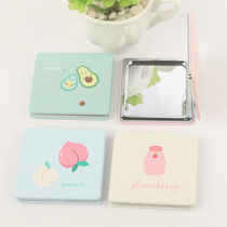  Double-sided folding small leather mirror PU leather enlarged square makeup mirror Double-sided small round mirror