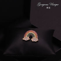 Seven-color rainbow clouds small brooch shirt neckline Pin V-collar clothes fixed pin temperament Hundred-up accessories