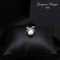 Mibao high-end custom exquisite bow Pearl micro-inlaid zircon small collar pin pin pin brooch collar decorative buckle 270
