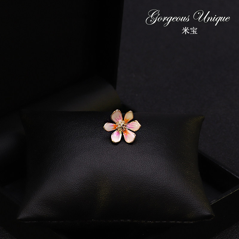 0220 Pink Small Cherry Blossom Anti-Walking Light Coat Neckline Button DON'T PIN DECORATION FRESH 100 HITCH A CUTE SHIRT FIX