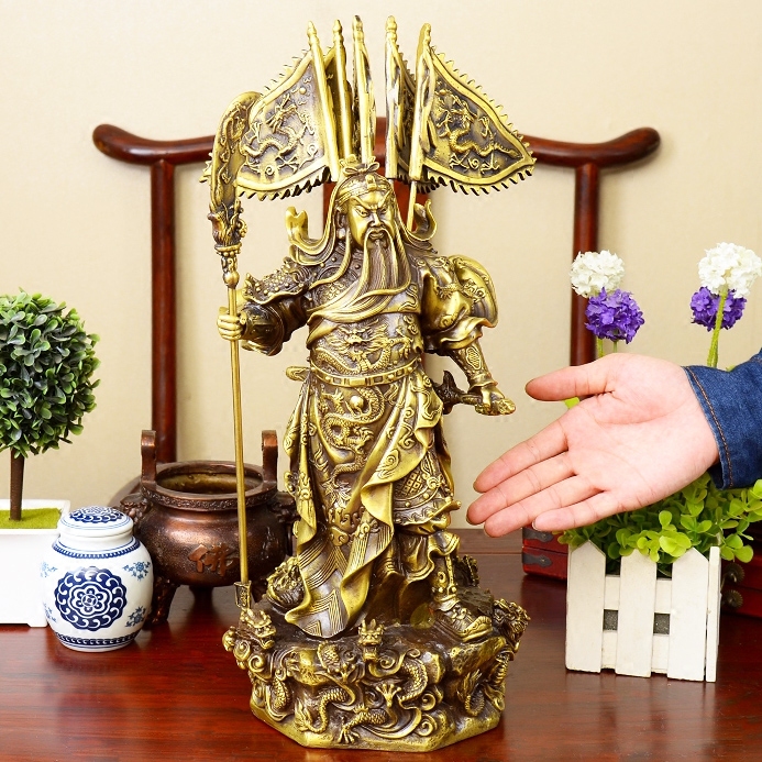 Pure Copper Kowloon Guan Gong Bronze Statue Ornament Wu Caishen Lord Guan Yu Buddha Statue Feng Shui Lucky Shop Worship - Taobao