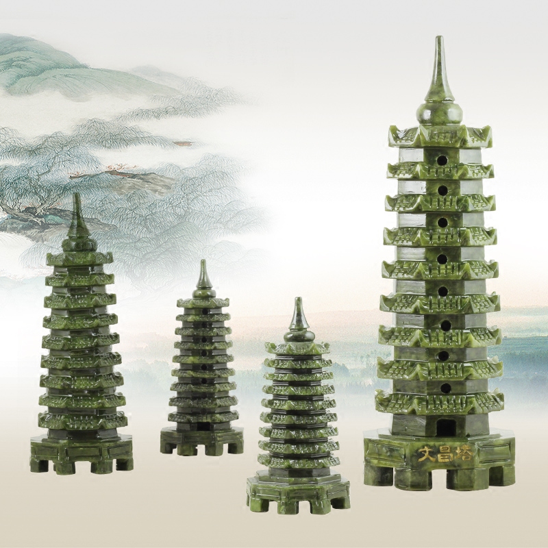 Fengshui jade ornament natural Nanyu Wenchang Pagoda ninth and thirteen layers Xiuyu urging Wenchang ornaments
