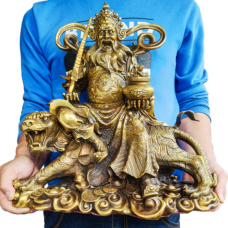 Wu Caishen Zhao Gongming god statue pure copper Fengshui lucky town house home crafts gift decoration Zhao Gongming wealth god riding tiger statue